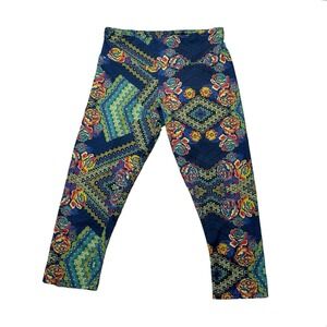 Onzie -Floral Geometric Leggings Blue- Size: Small Medium S/M